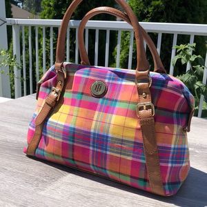 Tommy Hilfiger fun plaid purse tote bag
